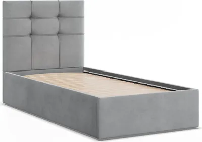 Produktbild von Polsterbett SORIA 90x200 Samt ohne Bettkasten mit Holzlattenrost, Einzelbett mit Kopfteil Grau