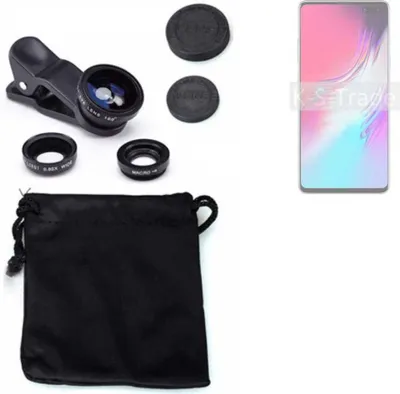 Produktbild von K-S-Trade Smartphone Kamera Linsen Set Kompatibel mit Samsung Galaxy S10 3in1 Clip-On Kamera Adapter Macro Weitwinkel FishEye Fischauge Objektiv Linse