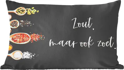Produktbild von MuchoWow® Zierkissen Sofakissen Wohnzimmer Dekokissen 60x40 cm Sprichwörter - Kochen - Salzig, aber auch süß - Zitate - Gewürze - Kopfkissen - Polster mit Foto
