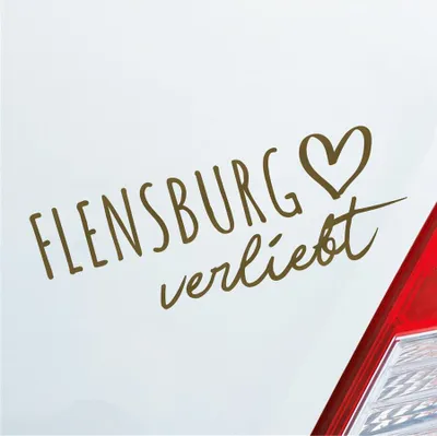 Produktbild von Auto Aufkleber Flensburg verliebt Herz Stadt Heimat Liebe Car 19x7 cm Gold Sticker Heckscheibenaufkleber