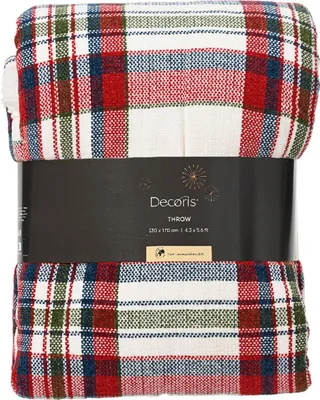Produktbild von Weihnachtskuscheldecke kariert Mehrfarbig 1,3 x 1,7 Meter - Polyester