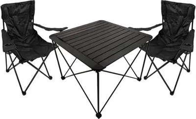 Produktbild von Driedeliges Campingset mit Tisch und Stühlen für den Außenbereich
