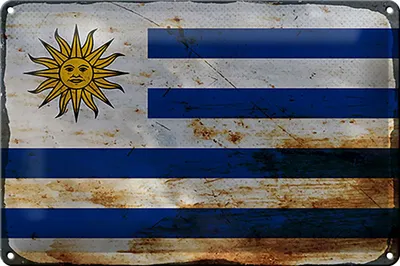 Produktbild von Blechschild Flagge Uruguay 30x20cm Flag of Uruguay Rost