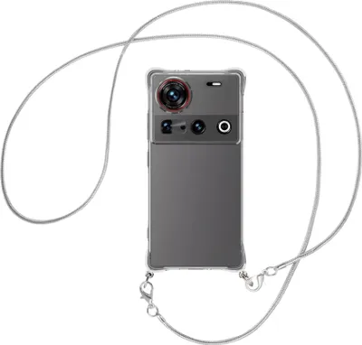 Produktbild von Handykette Backcover-Schutzhülle mit Band (Metall silberfarben) für Nubia Z70 Ultra 5G - silberfarbene Snake-Kette