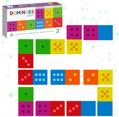 Zdjęcie produktu dla Domino Klasyczne Gra Planszowa Dla Najmłodszych Dzieci Kolorowe Karty