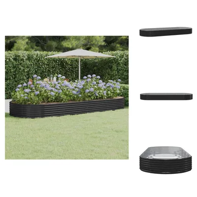 Produktbild von vidaXL Hochbeet Pulverbeschichteter Stahl 373x140x36 cm Anthrazit -  Blumentöpfe & Pflanzgefäße