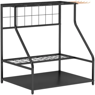 Produktbild von Outsunny Gartenwerkzeug-Organizer 3-stufig Gartengeräte Ständer mit Haken