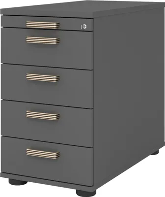 Produktbild von bümö office Standcontainer - mit 4 Schubladen - Griff: Streifengriff (Kunststoff), Nachbildung: Graphit
