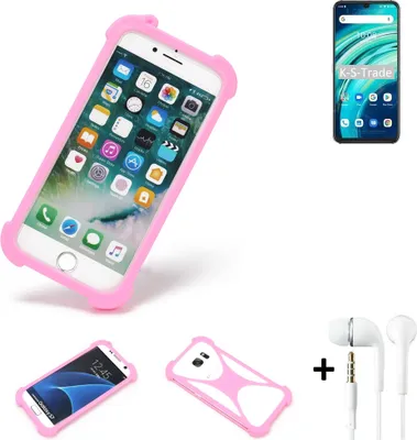 Produktbild von K-S-Trade Bumper + Kopfhörer kompatibel mit UMIDIGI A9 Pro Handy Hülle Schutzhülle Silikon Schutz Hülle Cover Case Silikoncase Silikonbumper TPU
