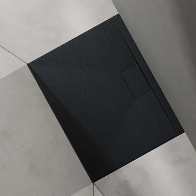 Immagine prodotto di doporro Piatto Doccia Rettangolare 70x90 cm in Resina Minerale Antracito Effetto Pietra, Ultrasottile H 3 cm, Scarico Laterale con Piletta Inclusa šC Geoma07