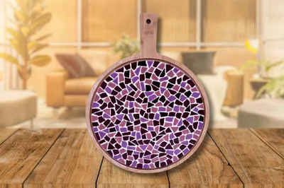 Immagine prodotto di Piccole creazioni fai da te mosaico piatto da portata rotondo rosa scuro kit artigianato adulti