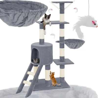 Produktbild von Kratzbaum Dominik 144 cm inklusive Treppe, 3 Spielmäusen und Kippschutz
