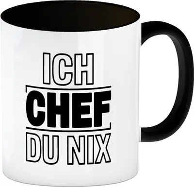 Produktbild von ICH CHEF DU NIX Kaffeebecher in schwarz für Büro und Kollegen