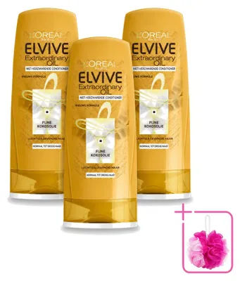 Produktbild von 3 x L'Oréal Paris Elvive Extraordinary Oil Conditioner - Kokosöl - 200 ml - Sparpackung - 3 Stücke