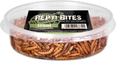 Produktbild von Terrario Repti Bites Mehlwürmer 125ml - getrocknete Mehlkäferlarven