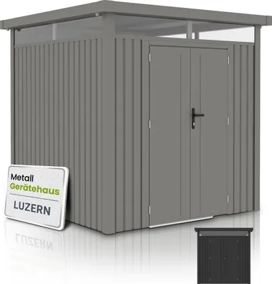 Produktbild von Juskys Metall Gerätehaus Luzern Pro 5,3 m² - wetterfest & abschließbar - Taupe