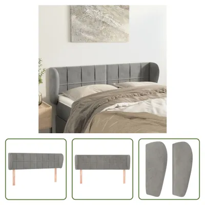 Produktbild von The Living Store Kopfteil mit Ohren Hellgrau 147x23x78/88 cm Samt