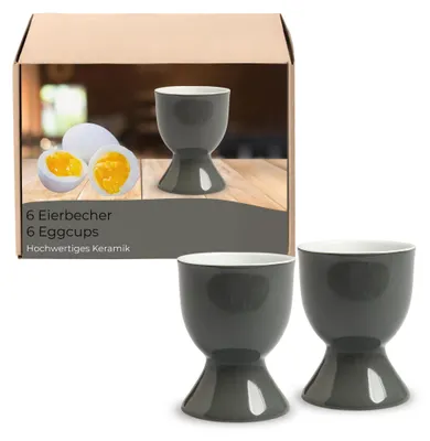 Produktbild von Eierbecher 6er Set, Ø 5x7 cm, in Grau aus Keramik
