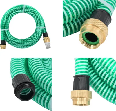 Produktbild von vidaXL Saugschlauch mit Messing Anschlüssen Grün 1,1" 5 m PVC - Saugschlauch - Saugschläuche - Schlauch - Wasserschlauch