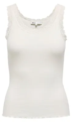 Immagine prodotto di Top da donna ONLY - ONLSARA SHARAI LIFEW TANK TOP, pizzo, a costine, scollo rotondo, cotone bianco L