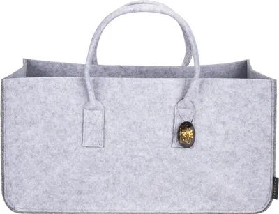 Produktbild von Rubberneck Allzweck Filztasche mit Tragegriffen aus Filz, XL Einkaufs-Taschen mit Henkel, Einkaufskorb, Faltbare Kaminholztasche, Tragetasche,  50x25x25cm, Hellgrau