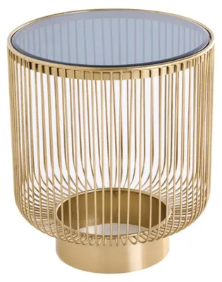 Produktbild von Runder Couchtisch LINEOR 41 cm in Gold mit schwarzer gehärteter Glasplatte