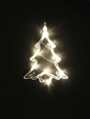 Produktbild von LED-Weihnachtsdeko Stern Mond Glocke Rentier Fensterdeko Lichterkette Saugnapf, Variante:Tannenbaum