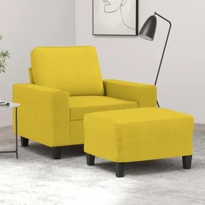 Produktbild von Sessel mit Hocker, hellgelb, 60 cm, Stoff, 21.7kg