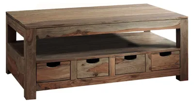 Immagine prodotto di MASSIVMOEBEL24 | tavolino da salotto in legno di Sheesham 120x70x50 grigio scuro oliato NATURE GREY #33