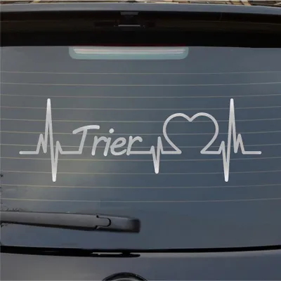 Produktbild von Heckscheibenaufkleber Trier Herzschlag Puls Stadt Liebe 55x19 cm Silber Auto Aufkleber Sticker