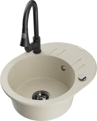 Produktbild von Mexen Kevin 1 Becken-Granitspüle mit Abtropffläche und Mischbatterie Elia, Beige - 6517-69-670101-70