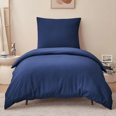 Immagine prodotto di TRANKIELO® - Set di biancheria da letto 140 x 200 cm - Microfibra - Blu - Traspirante e facile da pulire