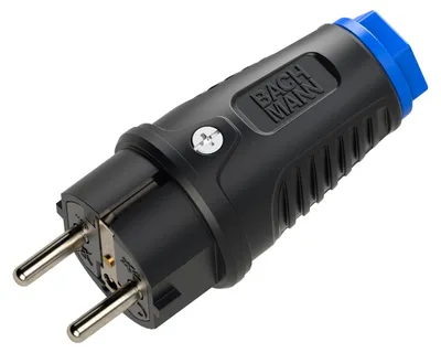 Produktbild von BACHMANN Schutzkontaktstecker Vollgummi CEE7/7, IP54, schwarz / blau