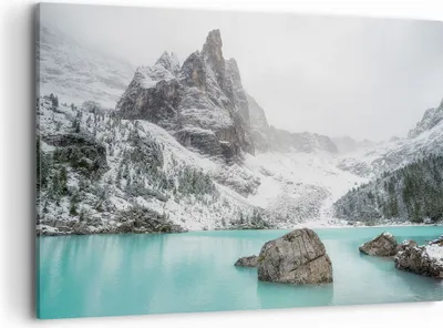 Produktbild von Bild auf Leinwand - Leinwandbild - Einteilig - Berge See Schnee - 120x80cm - Wand Bild - Wanddeko - Wandbilder - Leinwanddruck - Bilder - Wanddekoration - Leinwand bilder - Wandbild - AA120x80-4377