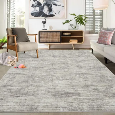 Obrázek produktu pro Koberec - koberec do obývacího pokoje - 100 % polyester - lze prát v pračce - protiskluzová gumová spodní strana - jednobarevný - 120 × 170 cm - barva: béžová (károlová)