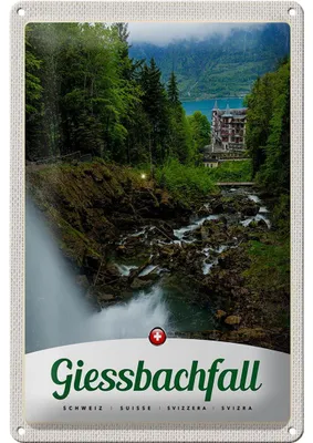 Produktbild von Blechschild Reise 20x30cm Giessbachfall Wald Wasserfall Natur