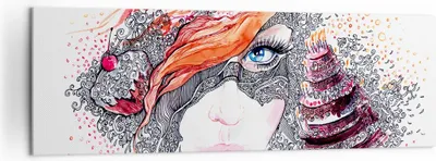 Produktbild von Bild auf Leinwand - Leinwandbild - Frau Kuchen Abstraktion Eleganz - 160x50cm - Wand Bild - Wanddeko - Leinwanddruck - Bilder - Kunstdruck - Leinwand bilder - Wandkunst - AB160x50-3004