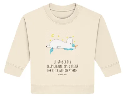 Produktbild von Mr. & Mrs. Panda Organic Baby Pullover Einhorn Sternenhimmel 6. - 12. Monat - Natural Raw - Geschenk, Bullover, Sterne, Unicorn, Verrückt, Einhörner