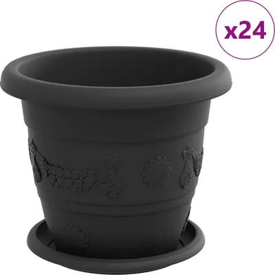 Zdjęcie produktu dla Doniczki vidaXL, 24 szt., czarne, Ø 22 x 18 cm, tworzywo sztuczne