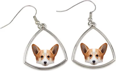 Immagine prodotto di Pembroke Welsh Corgi - Orecchini con immagine e scritta "Cane geometrico" di Art-Dog