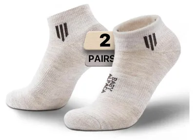 Zdjęcie produktu dla Krótkie skarpety trekkingowe z alpaki i wełny merino, damskie i męskie, 2 pary, rozmiar 42-47, jasnobezowe