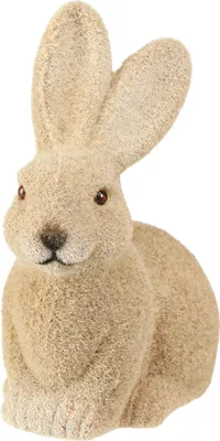 Produktbild von Deko Hasen Sitzend Ostern Braun  Beflockt 15cm 4er Set, 4 Stück