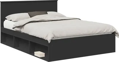 Produktbild von vidaXL Bettrahmen mit Kopfteil Schwarz 160 x 200 cm Holzwerkstoff