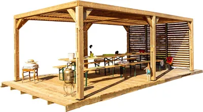 Image de Pergola 20.93m² bois traité - Habrita - THO3562VT - thermauvent