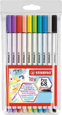 Produktbild von Premium-Filzstift mit Pinselspitze für variable Strichstärken - STABILO Pen 68 brush - 10er Pack - mit 10 verschiedenen Farben