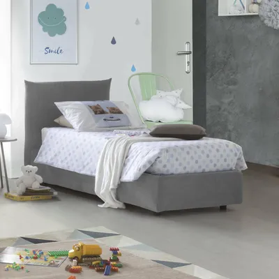 Immagine prodotto di Talamo Italia Letto Singolo Ippolito 110x215 cm Grigio, Sfoderabile Contenitore  Italy