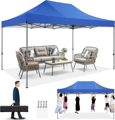 Obrázek produktu pro Stanový pavilon – Zahradní altán – Krytina – Stan – Voděodolný – 3 x 4,5 metru – UV ochrana 50+ – Námořnická modř