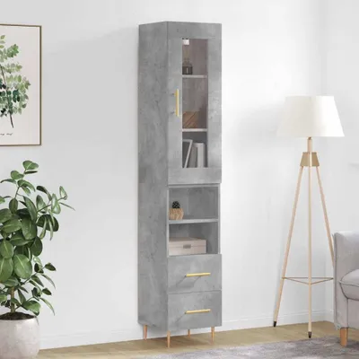 Immagine prodotto di vidaXL Credenza grigio cemento 34,5x34x180 cm materiale a base di legno