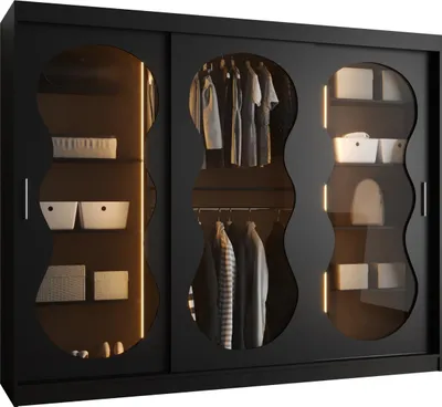 Produktbild von MEBLE KRYSPOL Kleiderschrank mit Glas 250 x 200 x 62 cm BAHRAJN 3, Schwarz