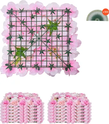 Zdjęcie produktu dla SucceBuy panel ścienny z kwiatami 3D, 12 sztuk, 38,1 x 38,1 cm, sztuczna mata kwiatowa na wesela, ekran prywatności